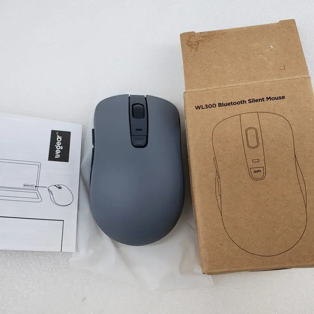 Wegear WL300 Bluetooth Silent Wireless Mouse - Ergonomic Grey Optical Mouse